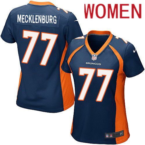 Women Denver Broncos #77 Karl Mecklenburg Nike Navy Game NFL Jersey->women nfl jersey->Women Jersey